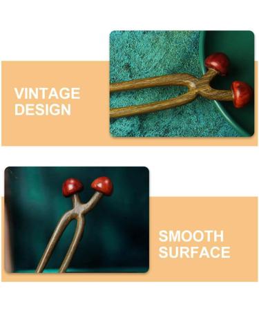 Baluue U Shaped Hairpin Mushroom Hair Stick Wooden Hair Fork Chinese Hair Chopsticks Chignon Pins Hair Chopsticks for Women Girl - Buy Online on GoSupps.com