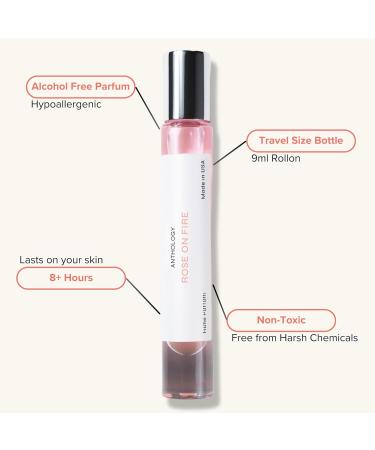 Anthology Rose on Fire Roll on Perfume oil for Women 0.3oz 9 ML | Turkish Rose Spicy Pepper Musk | Alcohol Free Rollerball Travel size Clean Fragrance - Buy Online on GoSupps.com