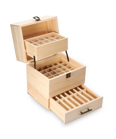 ZJchao Wooden Essential Oil Box 59 Slot Essential Oil Storage Box Organizer Holds Wooden Essential Oil 3 Layers Organizer Store Organize Essential Oils for Carrying And Home