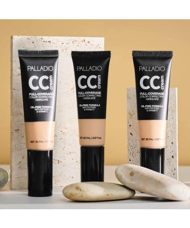 Palladio Full-Coverage CC Cream with Peptides & Vitamin C, Corrects Redness, Uneven Skin Tone, Buildable Foundation Coverage - Light 21C 25.70g - Buy Online on GoSupps.com