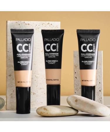 Palladio Full-Coverage CC Cream with Peptides & Vitamin C - Correct Redness, Uneven Skin Tone - Medium 30N Neutral Undertone - Buy Online on GoSupps.com