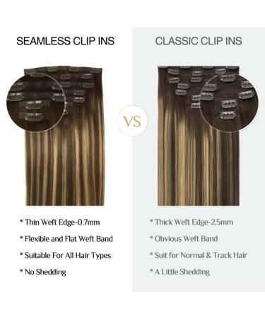 Buy Doores Real Hair Extensions - Seamless Balayage Chocolate Brown to Caramel Blonde 50cm | 7 Pieces Clip-In 110g - Buy Online on GoSupps.com