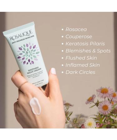 Rosalique Soothing Night Cream 50ml: Ultimate Calm for Sensitive Skin - Clinically Proven IBR-CalmDeAge -Bisabolol Provitamin B5 & Natural Moisturisers. - Buy Online on GoSupps.com