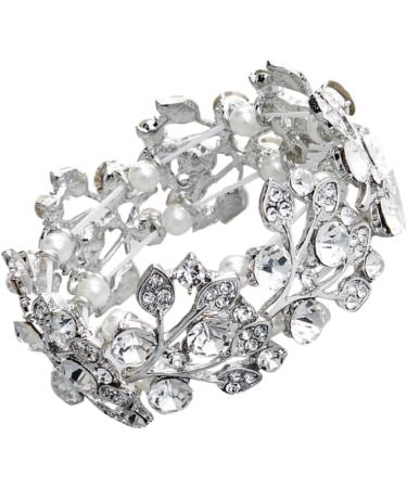 Healvian 2-Stone Pearl Bracelet for Women | Crystal & Diamond Accents | Elegant Bridal & Fashion Accessories - Buy Online on GoSupps.com