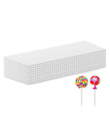 Lollipop Sticks 400 Pieces White Paper Treat Lollipop Sticks Lollipop Treat Sticks Sucker Stick for Cake Topper Rainbow Candy Cake Pops Chocolate (4 Inches)