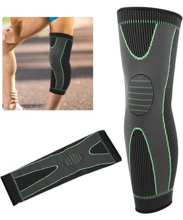 Keenso Black Green Elastic Sports Knee Pad Guard | Warm Lengthen Leg Sleeve Kneepad | 1PC - Buy Online on GoSupps.com