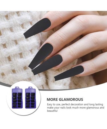 FRCOLOR 200PCs Long False Nails with Storage Box - Full Cover Black Fake Nails for Women & Nail Studios - Buy Online on GoSupps.com