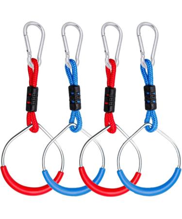 Hanging Ninja Rings (4 Pack) Ninja Warrior Accessories | Ninja Slackline Obstacle Course Accessories | Lily's Things Double Obstacle Course | Attachments to Most Home Playground Equipment Swing Sets