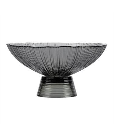 Fruit Bowl Salad Bowl Countertop Fruit Basket Striped Glass Fruit Plate Household High-Footed Snacks Candy Storage Plate Salad Bowl Fruit Bowl for Kitchen Counter (A)