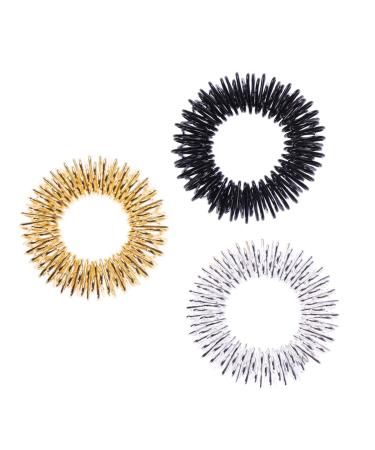 ROSENICE Acupressure Ring Massage Ring 3 Pieces Acupressure Massage Rings (Gold + Silver + Black) - Buy Online on GoSupps.com