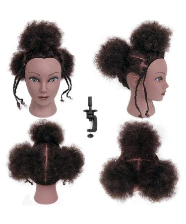 Mannequin Head with 100% Human Hair Manikin Head with Afro Kinky Curly Hair Pracrice Head for Braiding Hair Styling Doll Head Human Hair training head for cosmetology Maniquins Head and Stand 9inch Human Hair-A