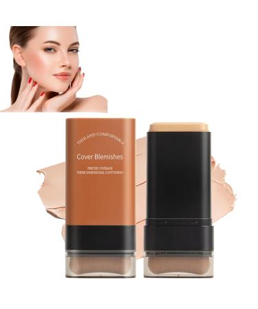 Moisturizing Light Foundation Stick with Brush Korean Flawless Eraser Foundation Stick Light and Comfortable Concealer Multi-purpose Foundation Stick with Light Makeup 04# Wheat
