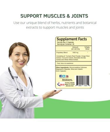 ARMY HEALTH Turmeric Curcumin Supplement Capsules - Extra Strength Turmeric with Ginger Root & Boswellia Serrata Extract - Herbal Formula Joint & Muscle Relief Support for Men & Women - 60 Capsules - Buy Online on GoSupps.com