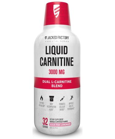 Jacked Factory Liquid L-Carnitine 3000 L Carnitine Supplement for Men & Women - Supports Metabolism Body Recomposition Cellular Energy & Athletic Performance - 32 Servings Sour Pink Lemonade 16 Fl Oz (Pack of 1)