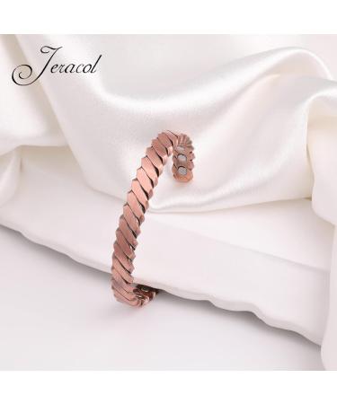 Jeracol Copper Magnetic Bracelet for Women & Men - Adjustable Size Cuff Bangle with 3500 Gauss Magnets - Solid Copper, Weave Design - Gift Box Included - Buy Online on GoSupps.com