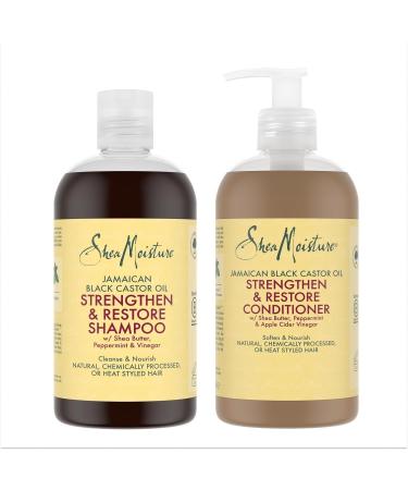 Unilever SheaMoisture Shampoo and Conditioner for curly chemically treated or heat styled hair Jamaican Black Castor Oil Shampoo 1x 384 ml Conditioner 1x 384 ml 2 pieces