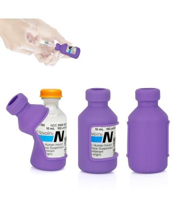 YOUSHARES Insulin Vial Cover Insulin Bottle Protector - Silicone Protective Case for 10ml Short Insulin Vials Durable Vial Case Soft and Flexible Diabetes Vial Care(Purple)