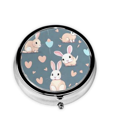 Cartoon Cute Bunnyround Pill Box 3 Compartment Round Pill Box Organizer #Portable Travel Pill Box for Traveling.