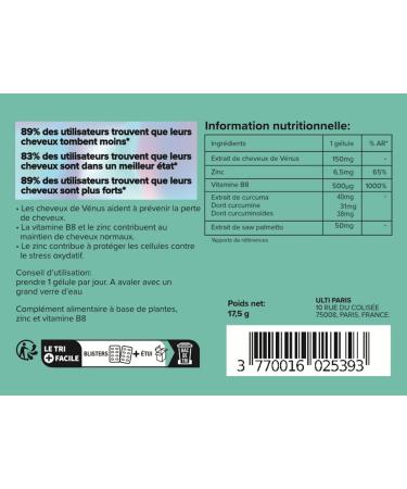G lules Anti-chute Cheveux Complexe Naturel avec du curcuma biotine Saw Palmetto Curcuma et cheveux de v nus/Fabriqu en France - Buy Online on GoSupps.com