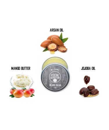 Viking Revolution Beard Balm - All Natural Grooming Treatment with Argan Oil & Mango Butter - Citrus Scent Leave-in Conditioner for Men - 2 oz - Buy Online on GoSupps.com