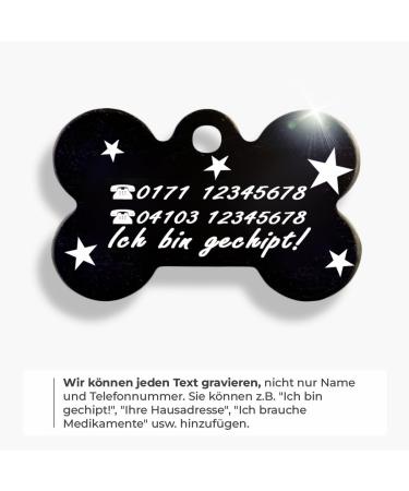 Ibera Gifts - Personalized Bone-Shaped Pendants for Dogs & Cats | Custom Engraved Neck Bands in Black Stars - Buy Online on GoSupps.com