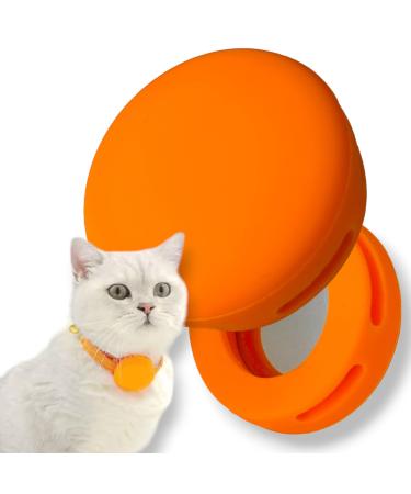 moosh Silicone Airtag Holder for Dogs and Cats | Perfect for Pet Trackers | Safe & Stylish Orange