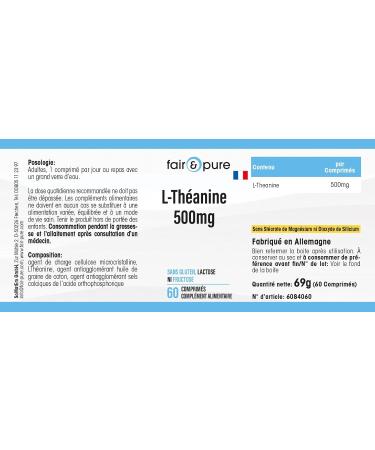 Fair & Pure - L-Theanine 500mg - vegan - 60 tablets - Buy Online on GoSupps.com