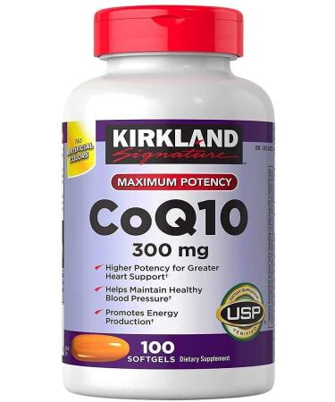 Kirkland Signature Maximum Potency CoQ10 300 mg 100 Softgels Each (Pack of 1) 1pack