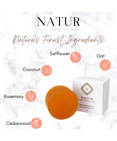 Natur Shampoo Bar - Salon Quality Vegan Formula | Non-Toxic Paraben-Free Zero Waste | Coconut & Rosemary | Deep Cleansing & Hair Growth | Natural Ingredients 3 oz - Buy Online on GoSupps.com