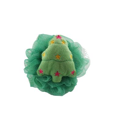 Miaija Christmas Bath Sponges Cartoon Xmas Design Loofahs Pouf Ball Cleaning Scrubber for Mesh Men Women Shower Kids Bath Sponge (Green)