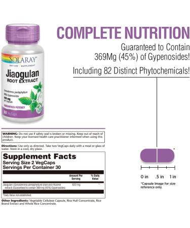 Solaray Jiaogulan Root Extract 410 mg - 60 Vegan Capsules for Wellness - Buy Online on GoSupps.com