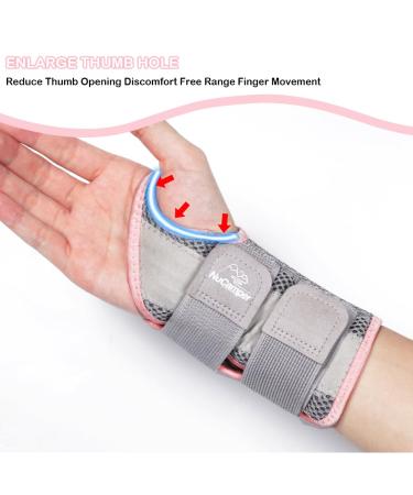 Nucamper Breathable Wristwear Band for Men & Women - Adjustable Wrist Brace for Arthritis Tendinitis & Sprains - Gray/Pink S/M Right Hand - Buy Online on GoSupps.com