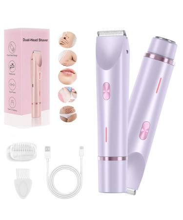 Rasoir Klyne 2.0 Klyne Tondeuse Femme 2-En-1 Rasoir lectrique Femme Intime Surete tanche IPX 7 Convient pour Le Visage Les Jambes et Les Aisselles (Violet)