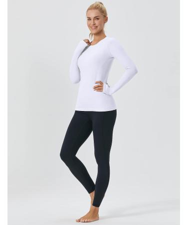 FITTIN Seamless Long Sleeve Workout Top - Women's Crew Neck Sport Shirt for Running, Yoga, Dance - White, Small - Buy Online on GoSupps.com