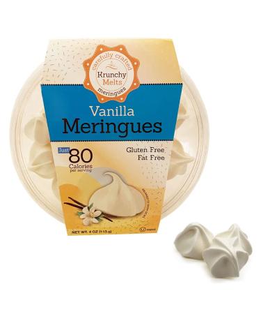 Krunchy Melts - Original Meringue Cookies - Vanilla Flavor - Meringues - Fat Free - Gluten Free - Nut Free -90 Calories Per Serving - Low Calorie Snack - Sweet Treats - Box Of 4 Oz