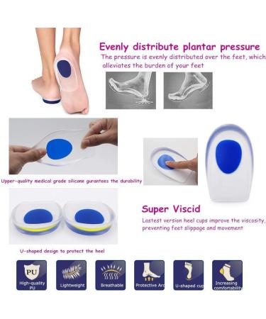 Silicone Gel Heel Cups - Medical Grade Inserts for Plantar Fasciitis and Heel Pain Relief (Size L) - Buy Online on GoSupps.com