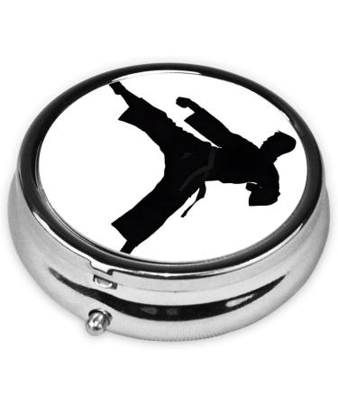 Karate Printed Mini Round Pill Box | 3 Compartment Medicine Organizer | Portable Travel Pill Case for Home & Office - Buy Online on GoSupps.com