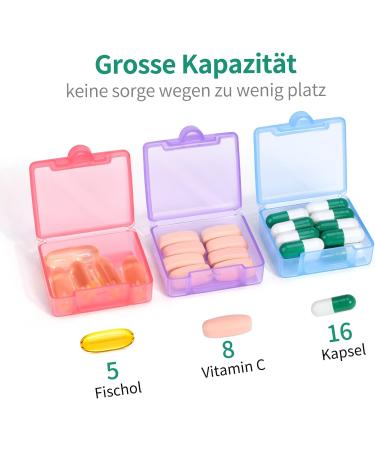 OPRET 3-Piece Portable Pill Organizer - Small Tablet Box for Vitamins Fish Oil & Tablets - Travel-Friendly (Blue Purple Pink) - Buy Online on GoSupps.com