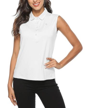AIRIKE Sleeveless Golf Polo Shirt for Women - Quick Dry Athletic Tank Top for Summer Sports and Workwear (White, Small) - Buy Online on GoSupps.com