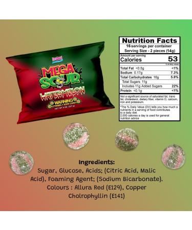  Barnetts Barnetts Mega Sour Watermelon Candy 227g - Buy Online on GoSupps.com