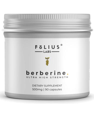 Folius Labs Berberine Supplement | 500 mg | Clinically Studied, Clean Label HIMABERB | Water extracted Berberine Hydrochloride 97% | Ultra High Strength Extracted from Himalayas | Pack of 90 Capsules