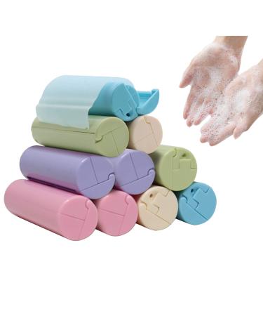 Exasinine 10 Rolls Portable Soap Sheets Disposable Hand Washing Paper Soap Sheets for Travel  Outdoor  Classes and Work