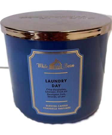 Bath and Body Works, White Barn 3-Wick Candle w/Essential Oils - 14.5 oz - 2021 Fresh Spring Scents! (Laundry Day)