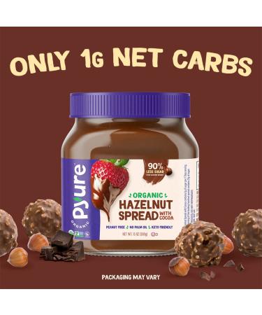 Pyure Organic Chocolate Hazelnut Spread - 90% Less Sugar, Keto-Friendly, Vegan, Gluten-Free, 13oz - Buy Online on GoSupps.com