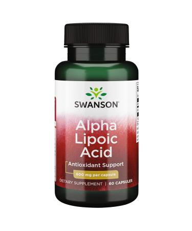 Swanson Alpha Lipoic Acid - Natural Supplement Supporting Healthy Blood Pressure Levels Already Within a Normal Range - Promotes Carbohydrate Metabolism - (60 Capsules 600mg Each) 1