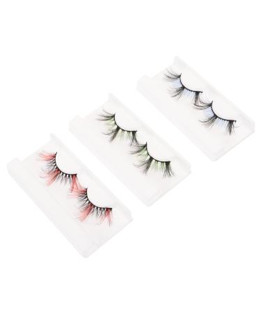 FRCOLOR 3 Pairs false lashes colored false eyelashes fake lashes fake eyelash for women fake eyelashes colored eyelashes colored lashes fluffy false eyelashes fiber set cosplay