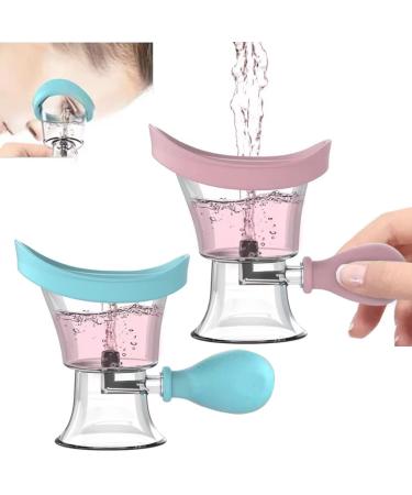 2-part eye flushing cup silicone eye flush cleaner set manual air pressure-eye cleaning cup tool eye rinse clean make-up (blue pink) - Buy Online on GoSupps.com