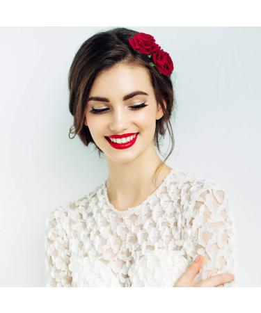 Maoxintek Rose Flower Hair Clips for Weddings | Artificial Hairpins & Brooches for Brides & Flamenco Dancers - Set of 2 - Buy Online on GoSupps.com