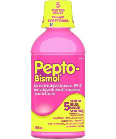 Pepto Bismol Liquid Upset Stomach Relief Diarrhea Relief Heartburn Nausea Indigestion Upset Stomach Original Flavour 480 mL Original 480 ml (Pack of 1)