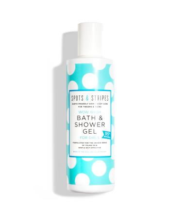 Spots & Stripes - Wow Wash Bath & Shower Gel for Girls a Delicious-Smelling Natural Kids Body Wash that Gently Cleans Young Bodies Sulphate-Free and Moisturising with Coconut and Vanilla (250ml)